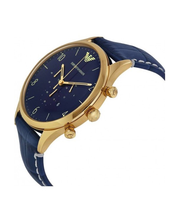 EMPORIO ARMANI Chronograph with Blue Leather Strap Men's Watch