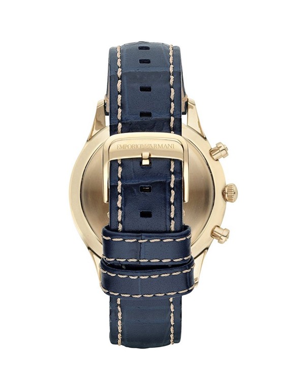 EMPORIO ARMANI Chronograph with Blue Leather Strap Men's Watch