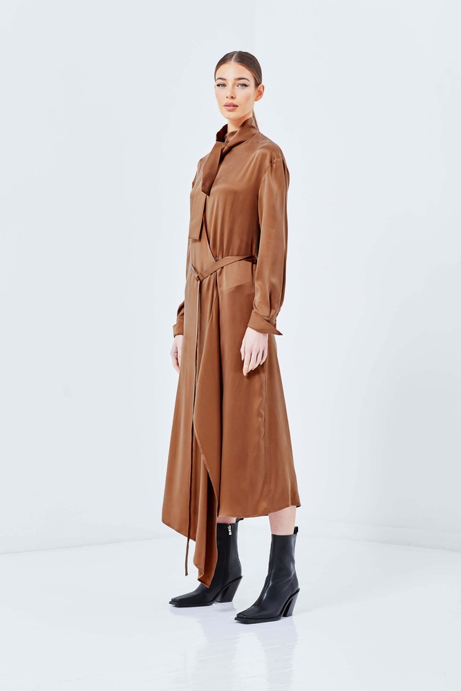 Ula Brown Wrap Dress