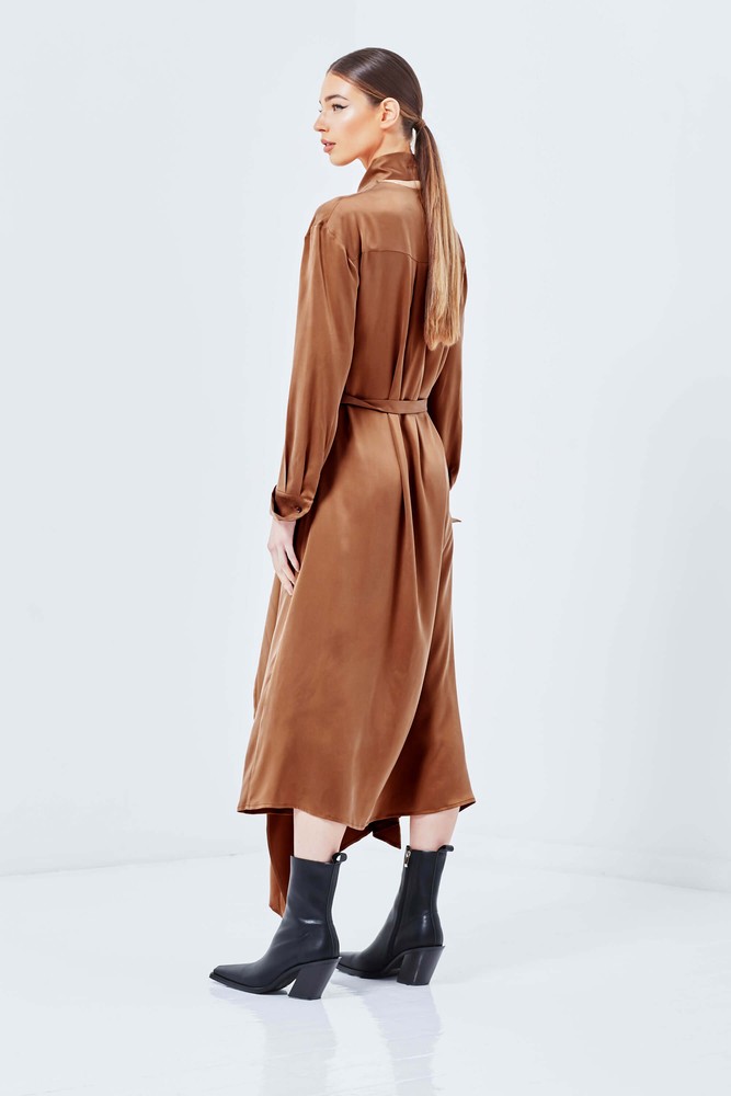 Ula Brown Wrap Dress