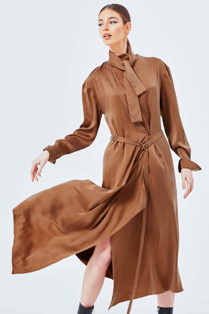 Ula Brown Wrap Dress