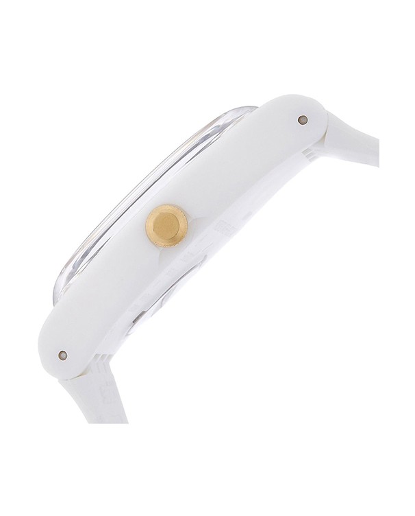 Swatch Model Gold Dial White Strap Silicone Quartz Watch