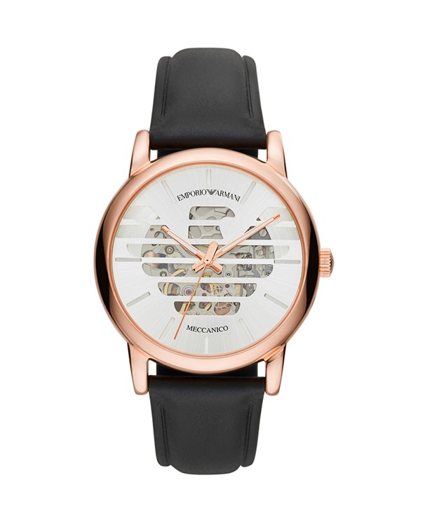 Emporio Armani Luigi Meccanico with Black Leather Strap Men's Watch