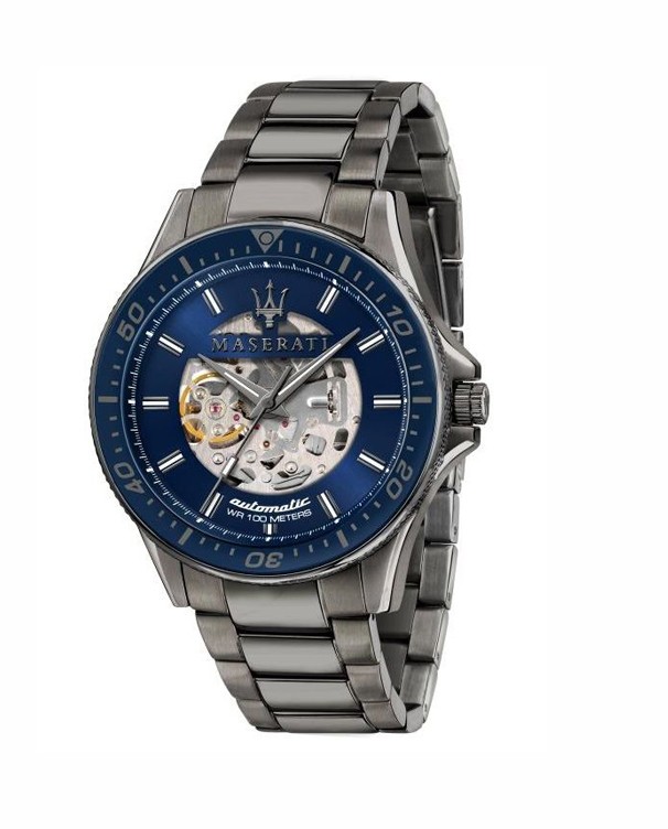 Maserati Sfida Automatic Blue Dial with Gun Black Bracelet Men's Watch R8823140001