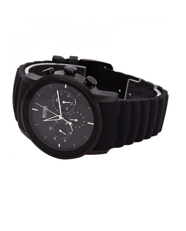 Hugo Boss Men Modern Chronograph Black Rubber Strap Analog Watch