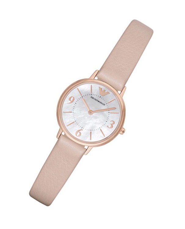 Emporio Armani Mother Of Pearl Dial Nude Leather Ladies Watch AR2512