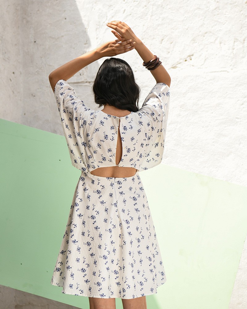MONICA - Floral Back Cutout Skater
