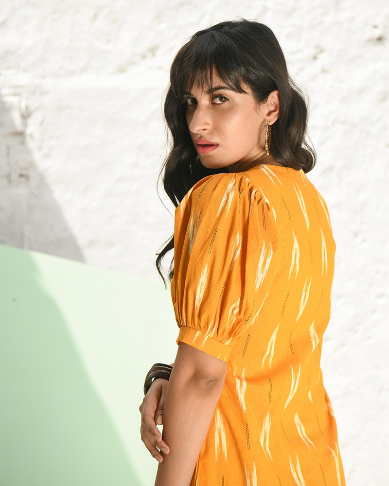 SAGE - Square neck Ikat dress
