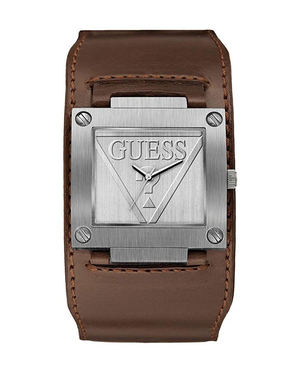 Guess men's leather discount watch