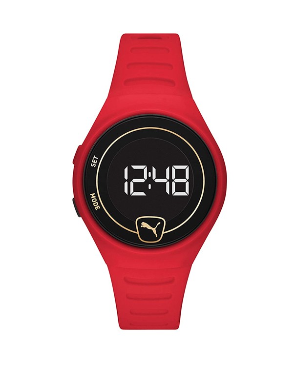 Puma Faster Black Dial Red Strap Digital Watch