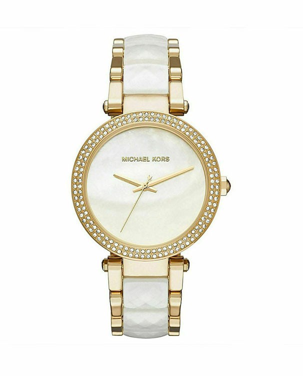Michael Kors Women Parker White Acetate Band Watch MK6400