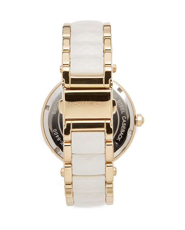 Michael Kors Women Parker White Acetate Band Watch MK6400