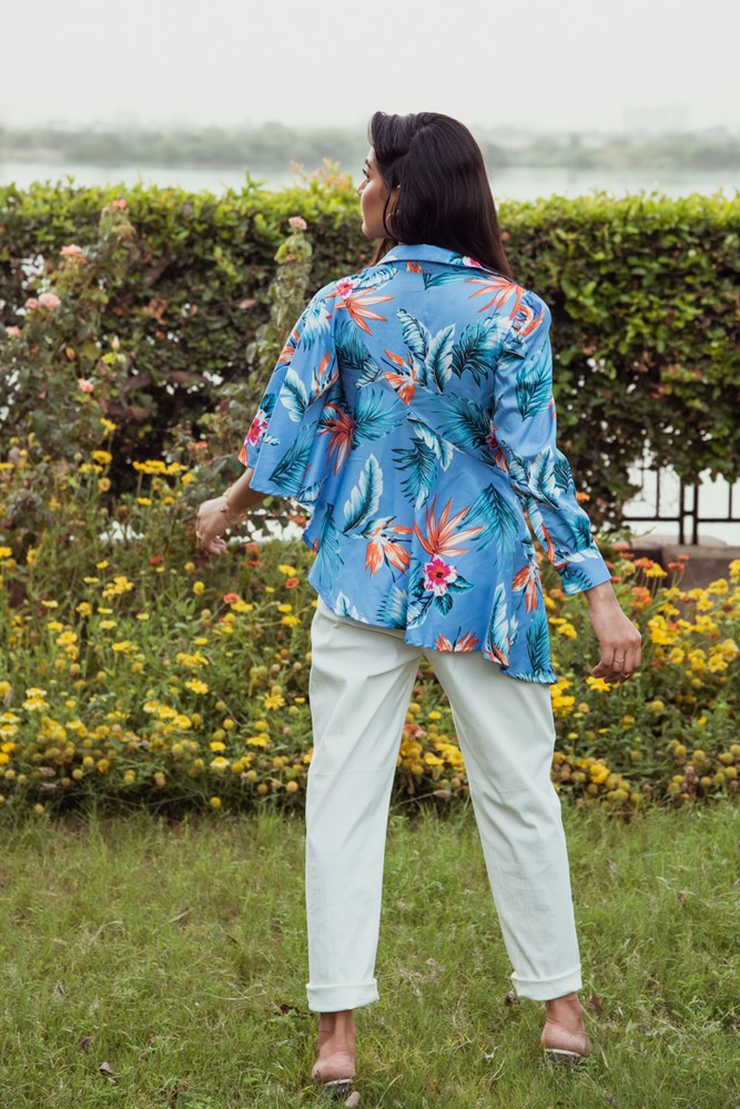 CALI - Tropical Flounce Asym Top