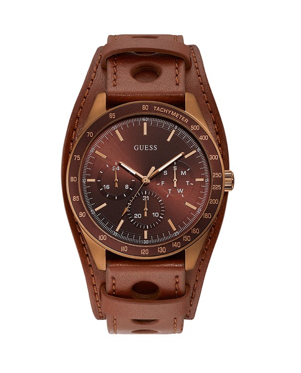 Guess Factory Men's Brown Multifunction Cuff Watch W1100G3 Arktastic