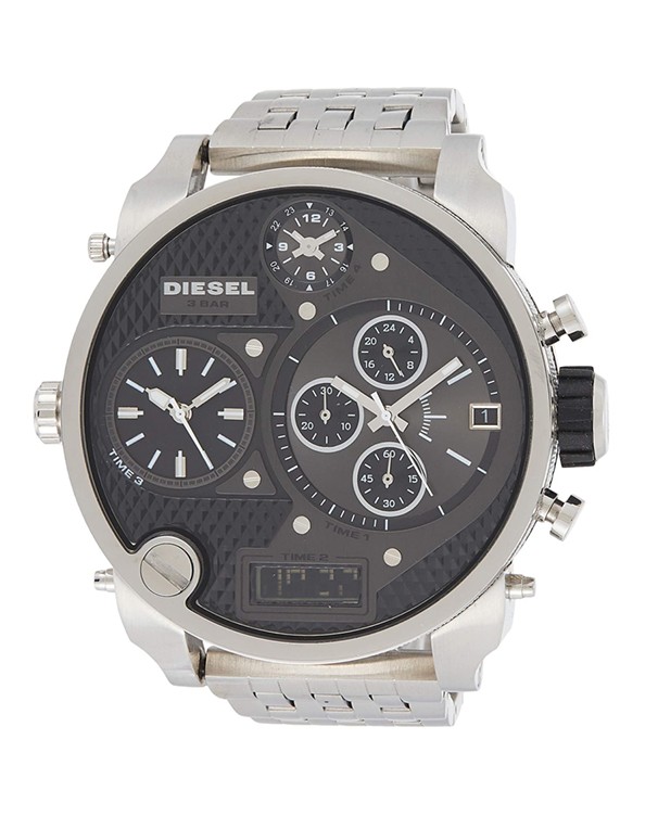 DIESEL Super Bad Ass Oval Analog & Digital Silver Dial Men's Watch