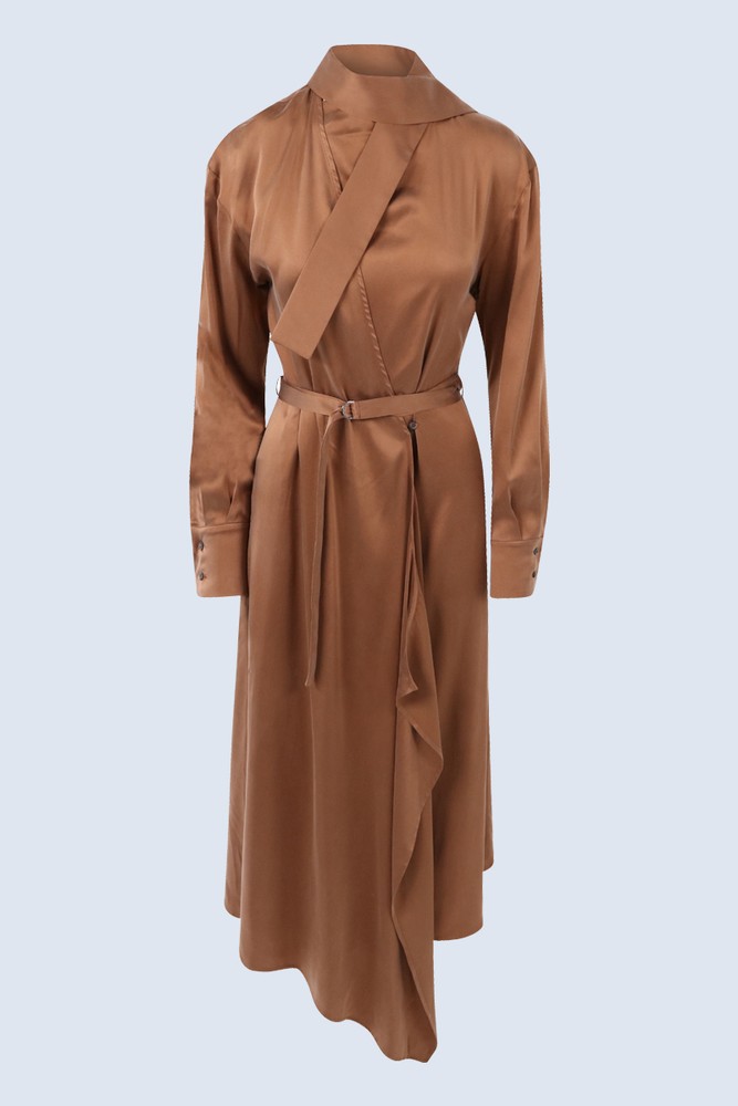 Ula Brown Wrap Dress
