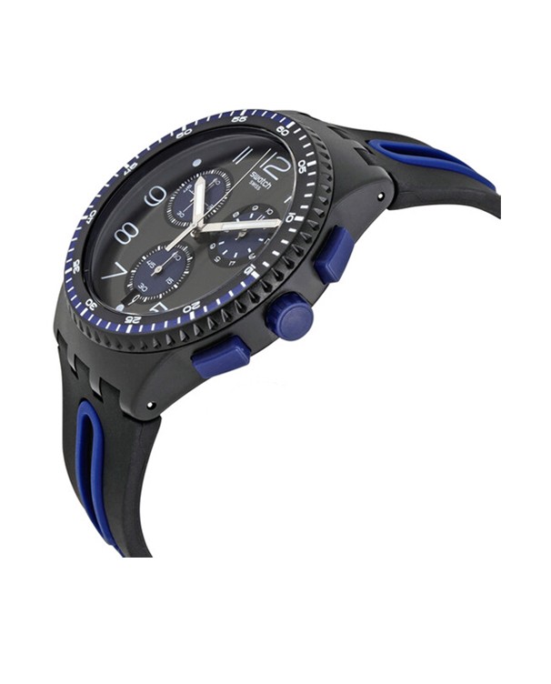 Swatch Dual Tone Strap Black Silicone Chronograph Unisex Watch