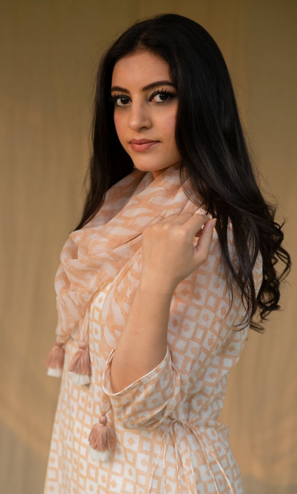 KAPRAAHA PEACH COTTON TUIC SET