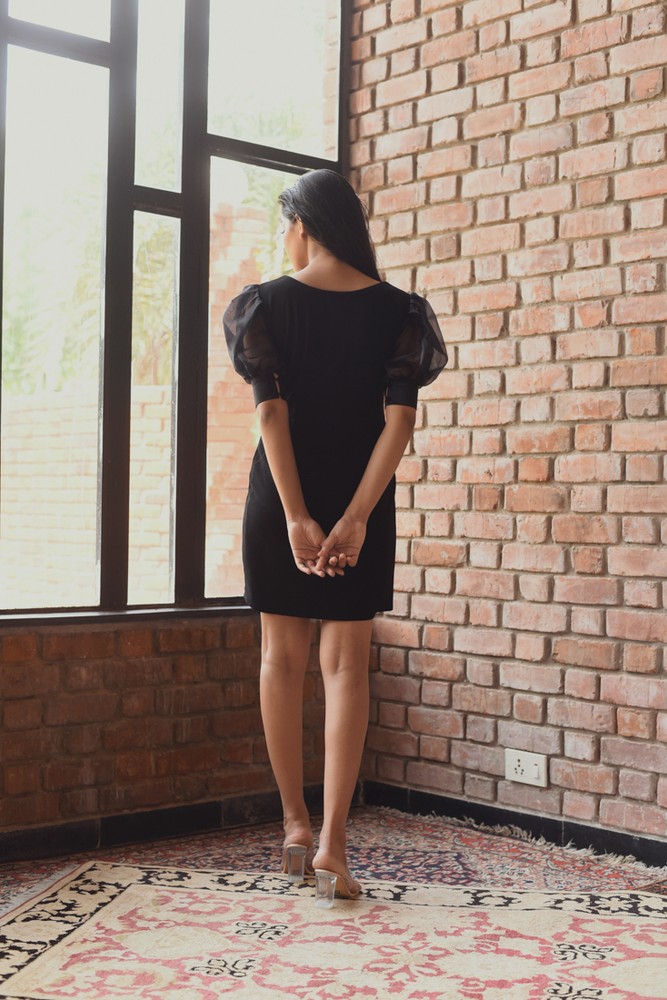 ARYA BLACK - Embellished Organza Love Dress