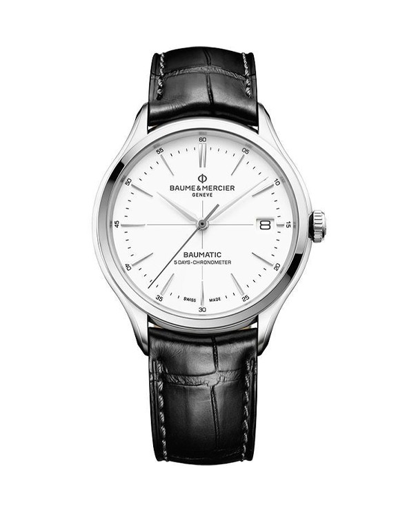 Baume & Mercier Clifton With White Dial & Black Leather