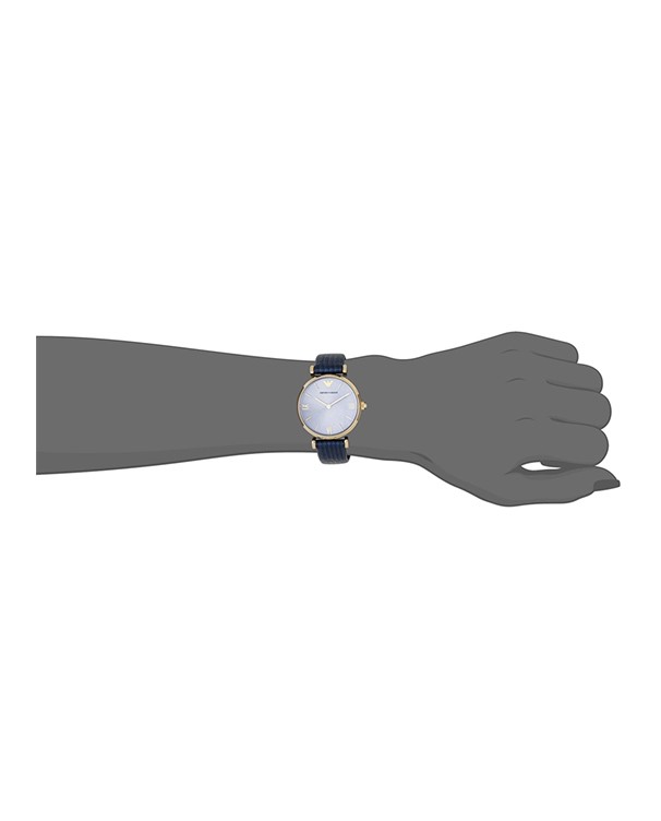 Emporio Armani Retro Blue-Tone Leather Women Watch AR1875