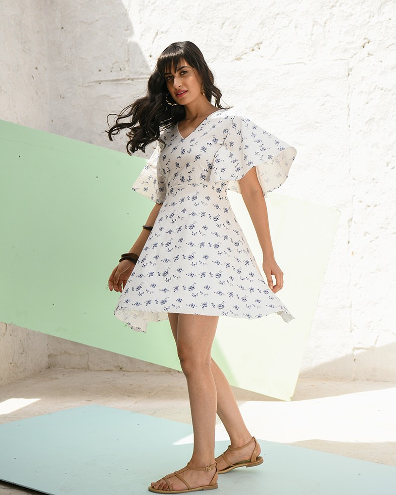 MONICA - Floral Back Cutout Skater