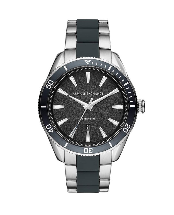 Armani exchange black sale dial stainless steel watch