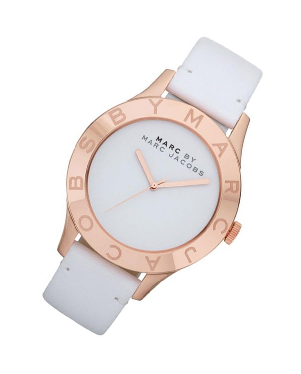 Marc By Marc Jacobs Blade Mini Rose Gold While Leather Watch MBM1207