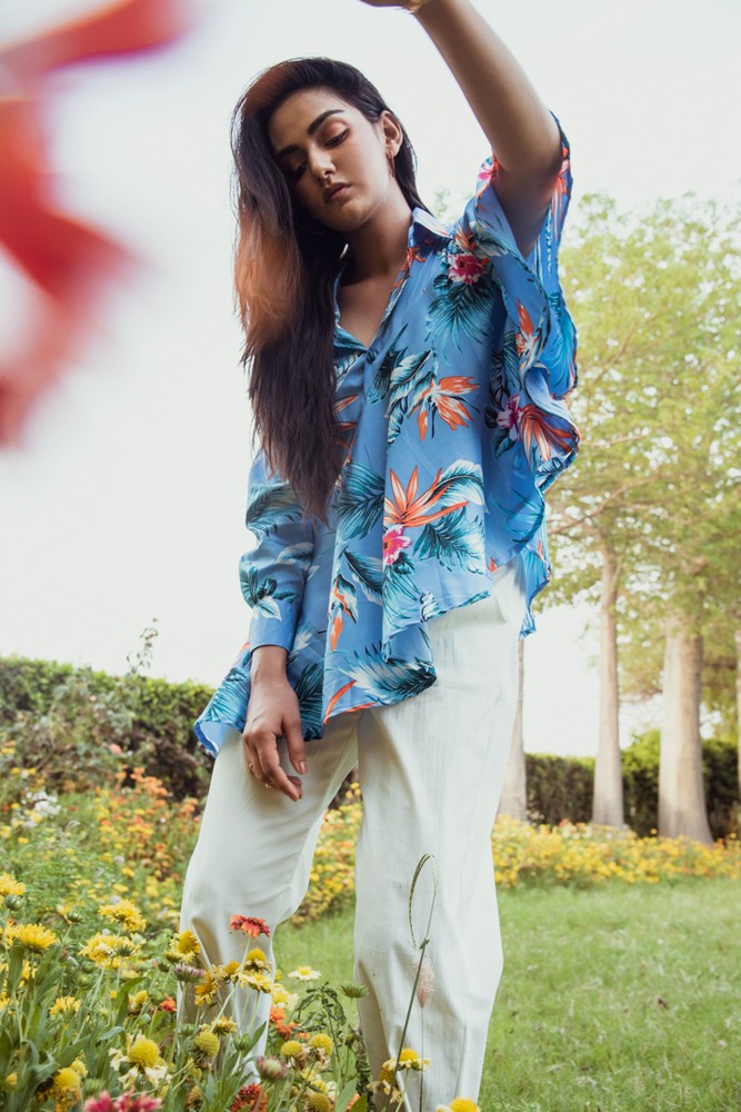 CALI - Tropical Flounce Asym Top