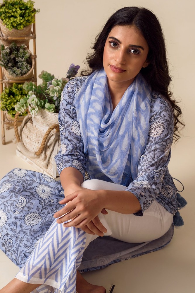 KAPRAAHA POWDER BLUE TUNIC SET