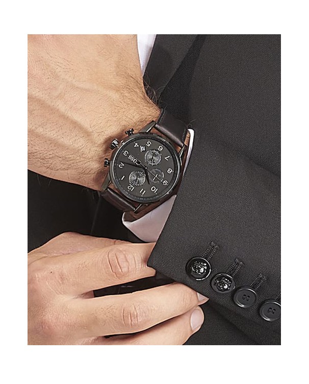 HUGO BOSS - Men Navigator Black Leather Chronograph Watch - 1513497