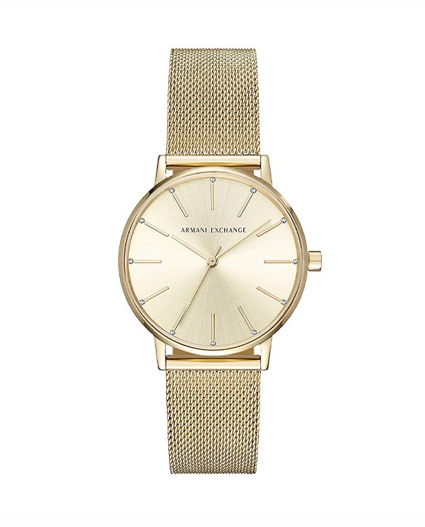 Armani Exchange Lola with Gold Stainless Steel Mesh Bracelet Women's Watch