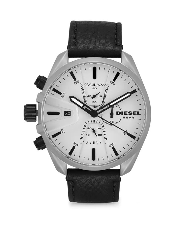 Diesel Leather Strap White Dial Watch Model DZ4505