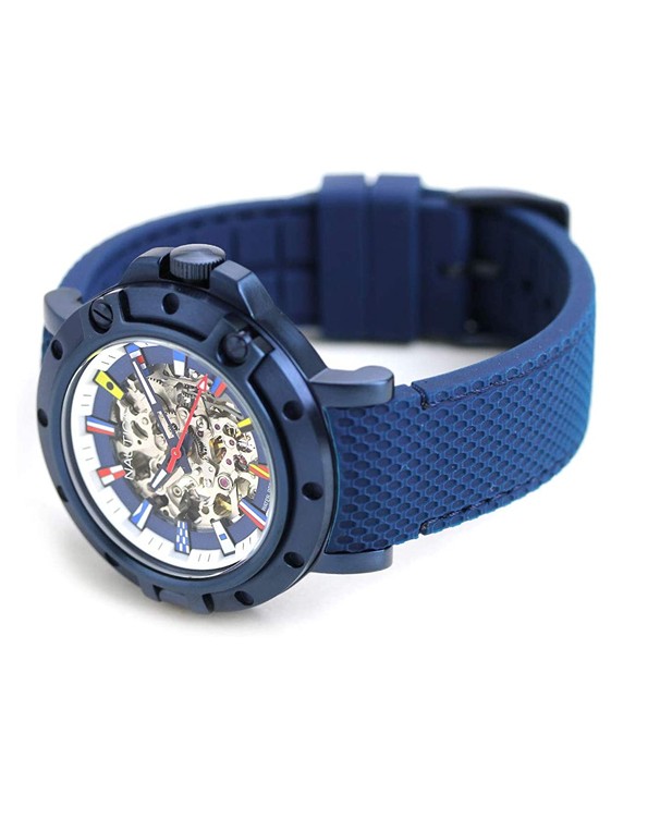 NAUTICA Porthole - Automatic Skeleton with Blue Strap Men's Watch