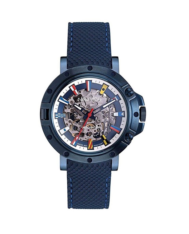 NAUTICA Porthole - Automatic Skeleton with Blue Strap Men's Watch