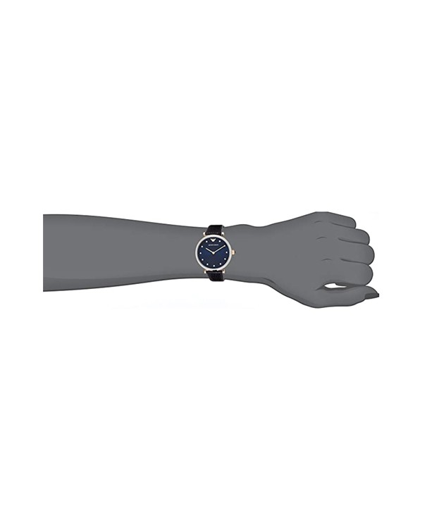 Emporio Armani Gianni T-Bar Navy Leather Strap Women Watch AR1989