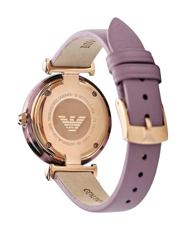 Emporio Armani Purple Leather Gianni T-Bar Watch AR11003
