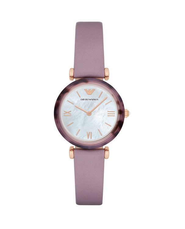 Emporio Armani Purple Leather Gianni T-Bar Watch AR11003
