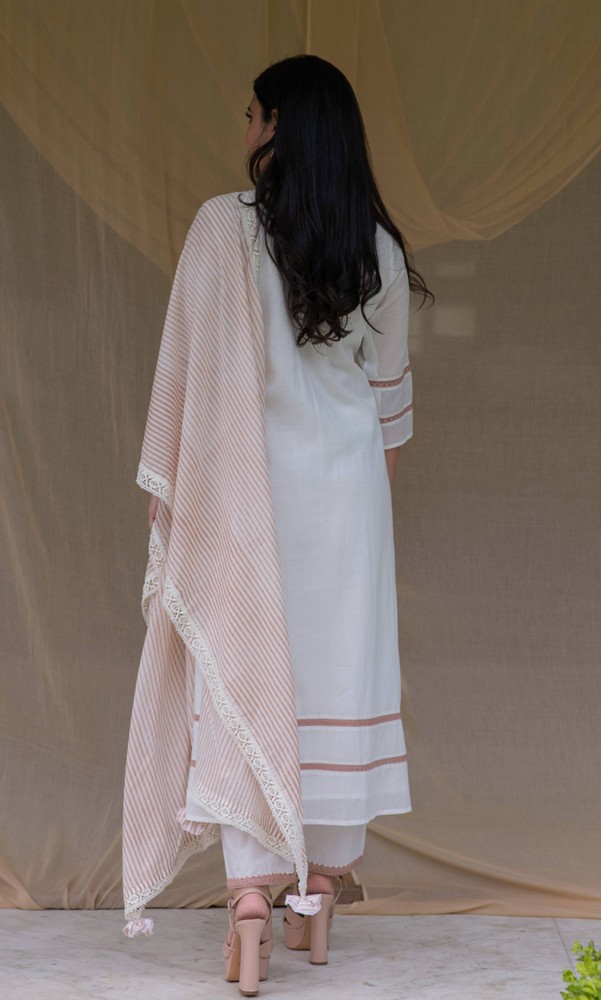 KAPRAAHA INNOCENT WHITE COTTON TUNIC SET