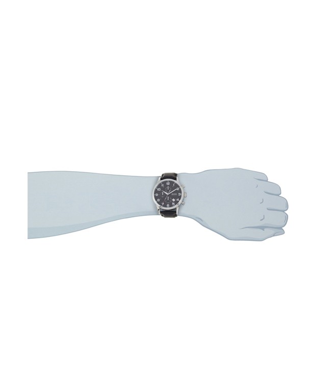 Hugo Boss Men Aeroliner Leather Watch Black 1512448