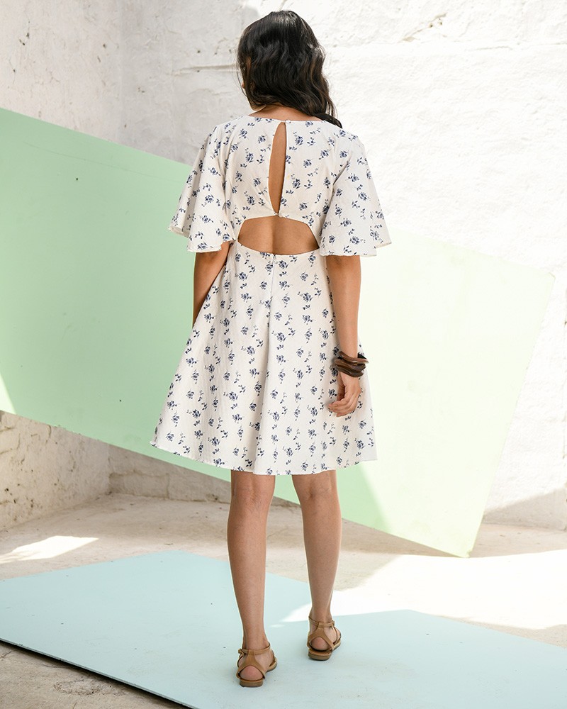 MONICA - Floral Back Cutout Skater
