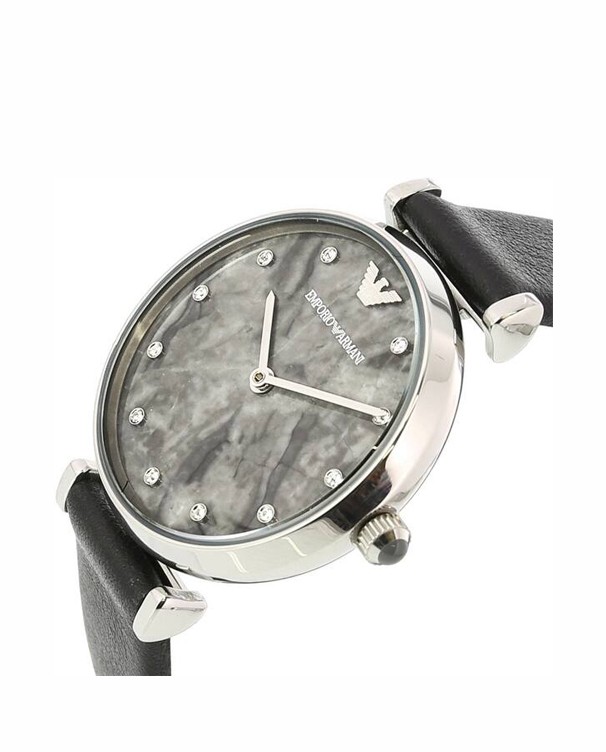 Emporio Armani Gianni T-Bar Black Leather Women's Watch Model AR11171