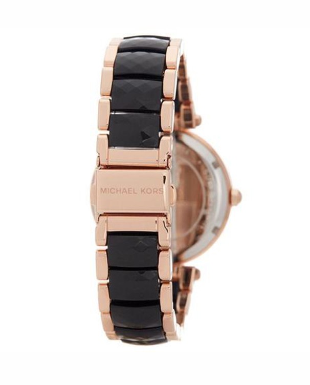 Michael Kors Women Parker Rose Gold-Tone Black Dial Watch MK6414