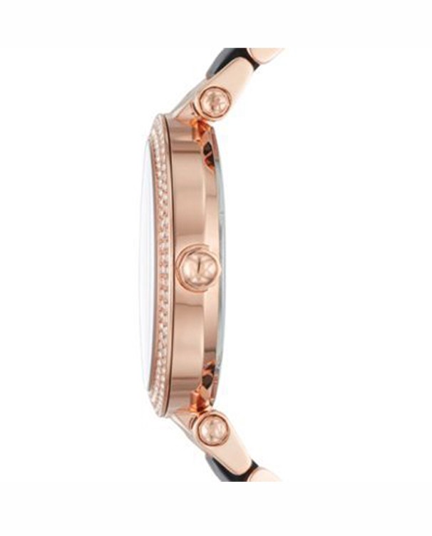 Michael Kors Women Parker Rose Gold-Tone Black Dial Watch MK6414