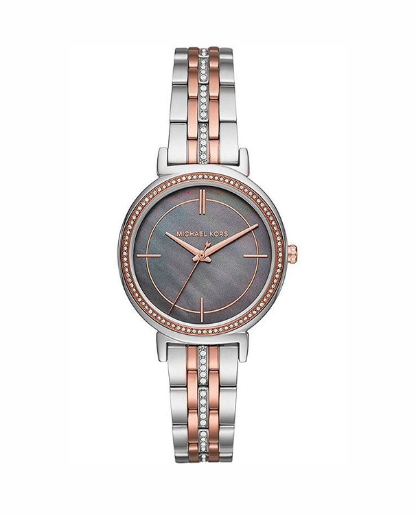 MICHAEL KORS Women Cinthia Grey Mother Of Pearl Crystal Watch MK3642