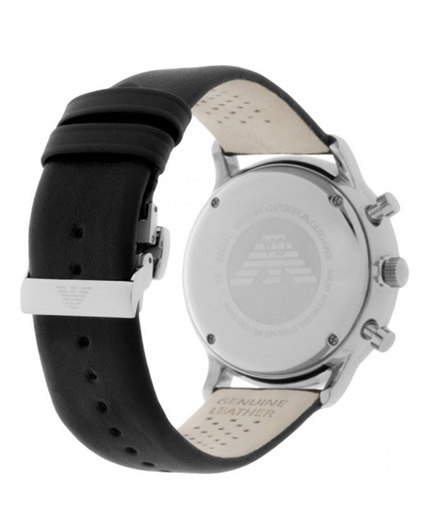 Emporio Armani Classic Chronograph with Black Leather Strap Men's Watch