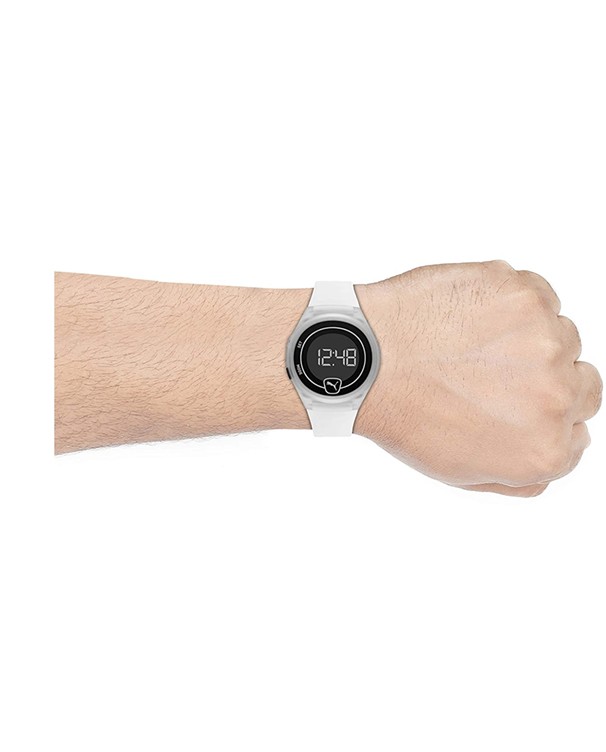 PUMA FASTER Black Dial White Strap Men's Watch