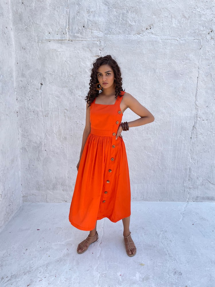 AMANDA - Button Down Bright Midi
