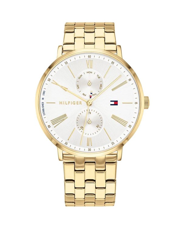 Tommy Hilfiger Silver Dial Golden Strap Women Watch Model 1782069