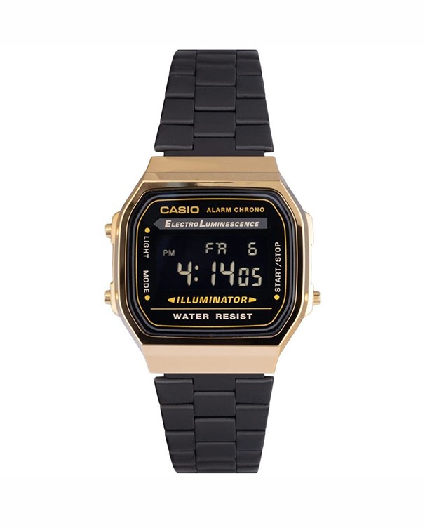 Casio Vintage Unisex Gold Black Steel Illuminator Vintage Watch A168WEGB-1BEF